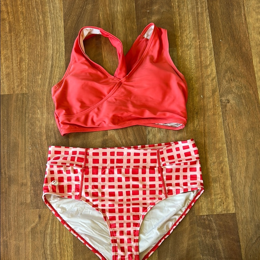 Nani Swimwear Red Bikini Top and Checkered Bottoms